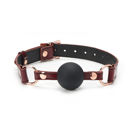 Силіконовий кляп із кулькою 4,3 см і шкіряним ременем Liebe Seele Wine Red Ball Gag