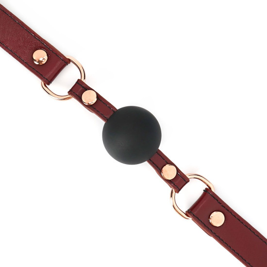 Силіконовий кляп із кулькою 4,3 см і шкіряним ременем Liebe Seele Wine Red Ball Gag