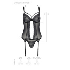 Корсет (с креплениями для чулок, трусики в комплекте), чёрный Passion DROSERA CORSET black, S/M