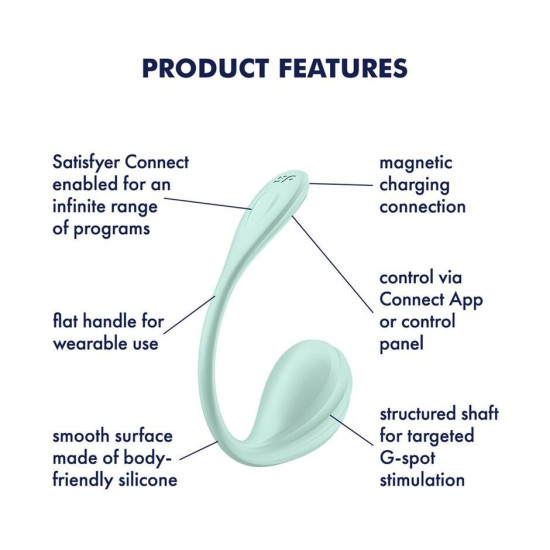 Смарт-віброяйце, м'ятне Satisfyer Smooth Petal Connect App Mint