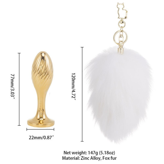 Анальная пробка с белым кроличьим хвостом, форма груши Lockink Sevanda White Bunny-Tail Anal Pear-Shape Plug