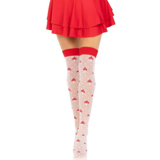 Чулки с узором в горошек Leg Avenue Polka Dot Mushroom Thigh Highs, One Size