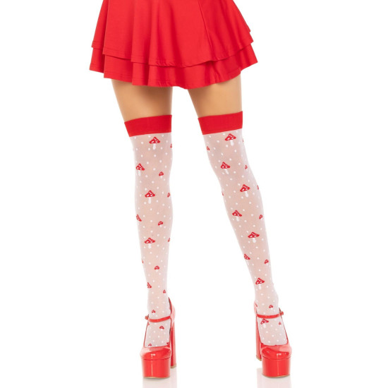 Чулки с узором в горошек Leg Avenue Polka Dot Mushroom Thigh Highs, One Size