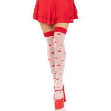 Панчохи з візерунком у горошок Leg Avenue Polka Dot Mushroom Thigh Highs, One Size
