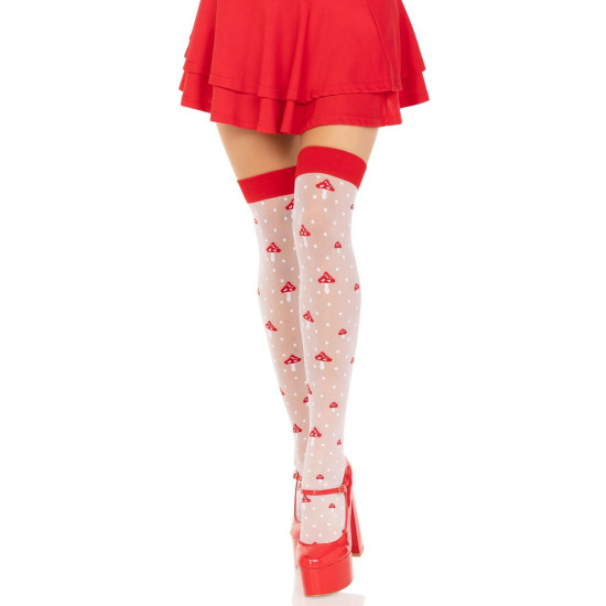 Чулки с узором в горошек Leg Avenue Polka Dot Mushroom Thigh Highs, One Size