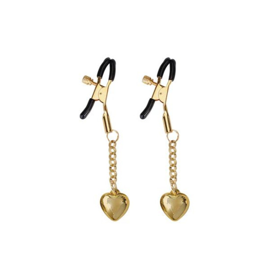 Зажимы для сосков в форме цельного сердца, золотистые Liebe Seele Solid Heart Nipple Clamps Gold