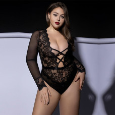 Боди, черное JSY P61139 Black, Plus Size