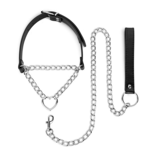 Нашийник із повідцем, сріблястий Bedroom Fantasies Collar with Chain - Silver