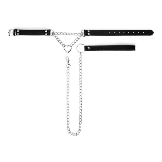 Нашийник із повідцем, сріблястий Bedroom Fantasies Collar with Chain - Silver