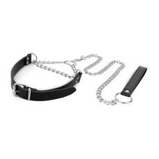 Нашийник із повідцем, сріблястий Bedroom Fantasies Collar with Chain - Silver