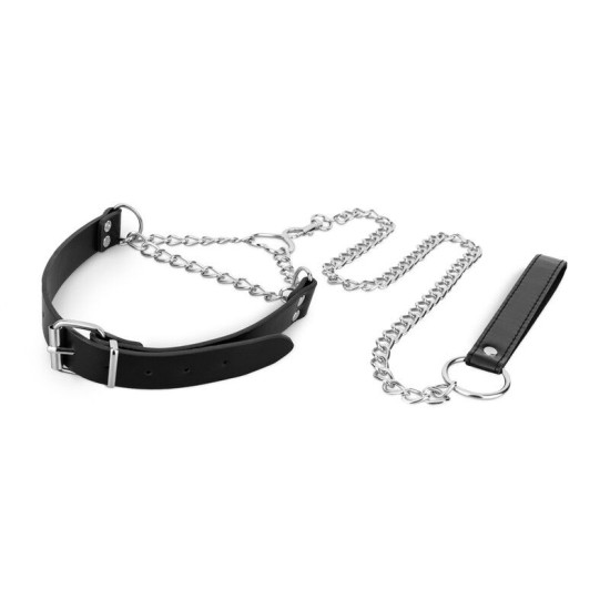 Нашийник із повідцем, сріблястий Bedroom Fantasies Collar with Chain - Silver