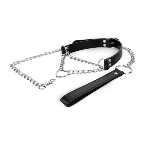 Нашийник із повідцем, сріблястий Bedroom Fantasies Collar with Chain - Silver