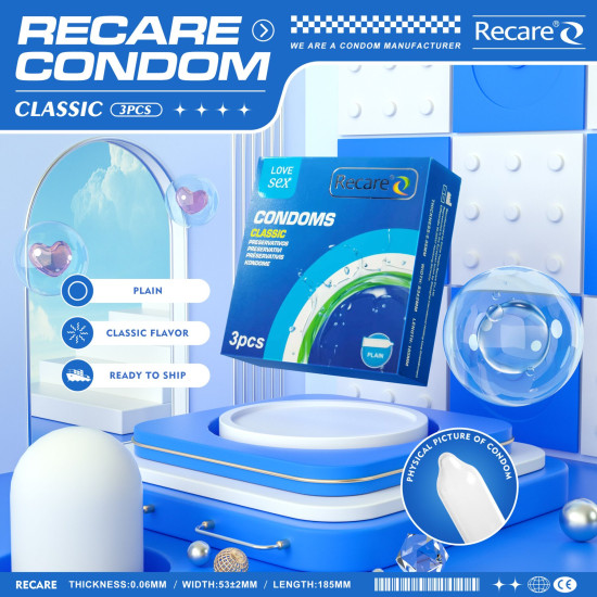 Класичні презервативи, 3 шт Recare Classic Condoms
