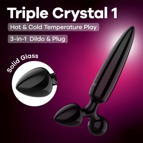 Тристоронній скляний ділдо Satisfyer Triple Crystal 1 Black