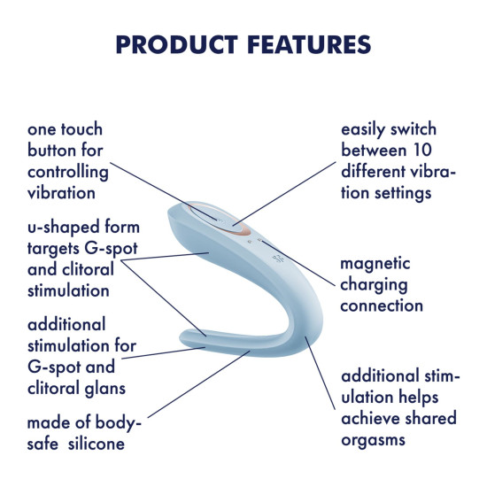 Вибратор для пар с одним моторчиком Satisfyer Double Classic Light Blue