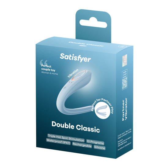 Вибратор для пар с одним моторчиком Satisfyer Double Classic Light Blue