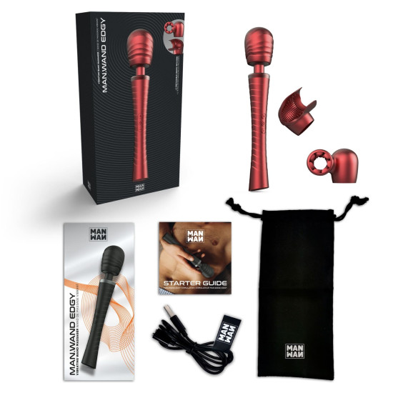 Вибромассажер, красный Manwan Man.Wand Edgy Velvet Red
