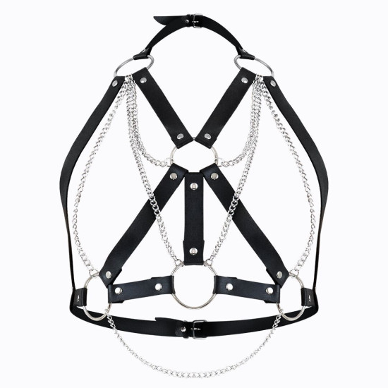 Женская кожаная портупея, чёрная Art of Sex Aiden Leather Harness Black, L-2XL