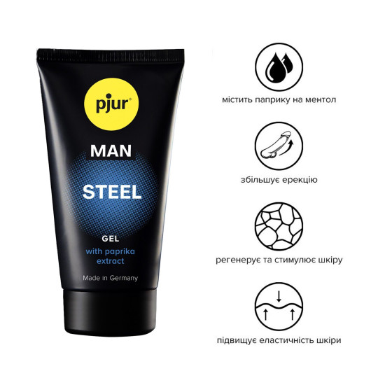 pjur MAN Steel Gel, 50 ml - стимулирующий гель для пениса (мятая упаковка)