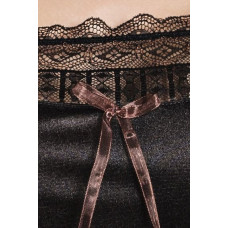 Приталенная сорочка чёрного цвета с кружевом (трусики в комплекте) EVANE CHEMISE Black, 4XL/5XL