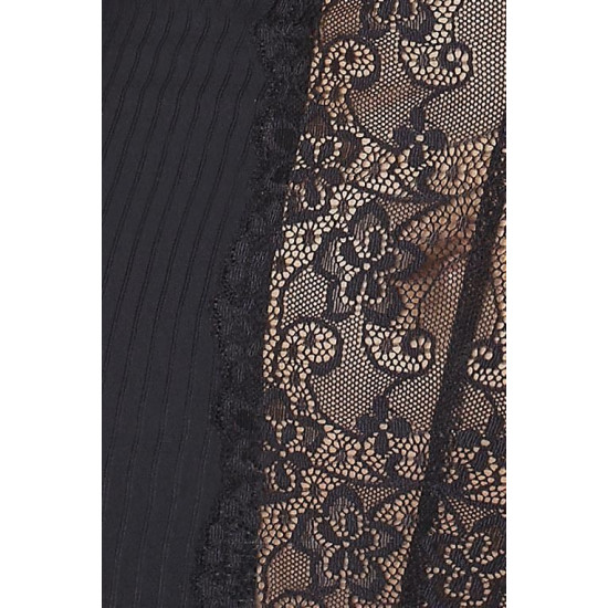 Приталенная сорочка с чашечками (трусики в комплекте), чёрная ZOJA CHEMISE Black, S/M