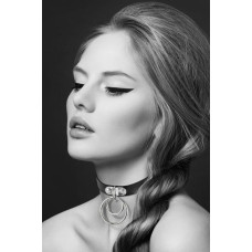 Чокер с двумя кольцами из экокожи Bijoux Pour Toi Two Rings