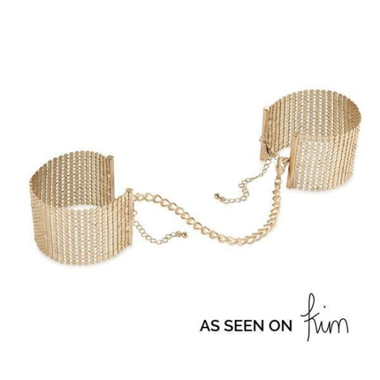Металеві наручники для сексу, стильні браслети, золотисті Bijoux Indiscrets Desir Metallique Handcuffs Gold