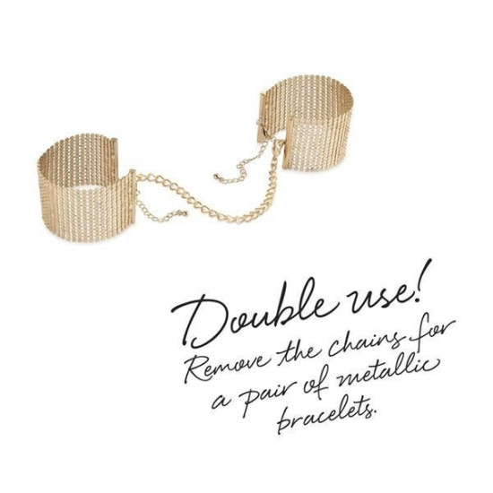 Металеві наручники для сексу, стильні браслети, золотисті Bijoux Indiscrets Desir Metallique Handcuffs Gold