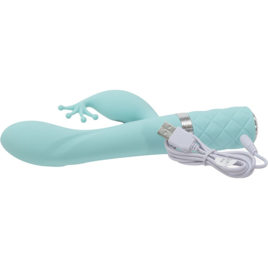 Вибратор-кролик бирюзового цвета с кристаллом Сваровски Pillow Talk Kinky Teal