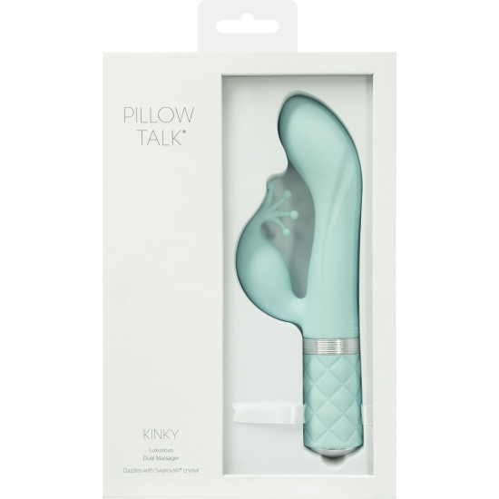 Вибратор-кролик бирюзового цвета с кристаллом Сваровски Pillow Talk Kinky Teal