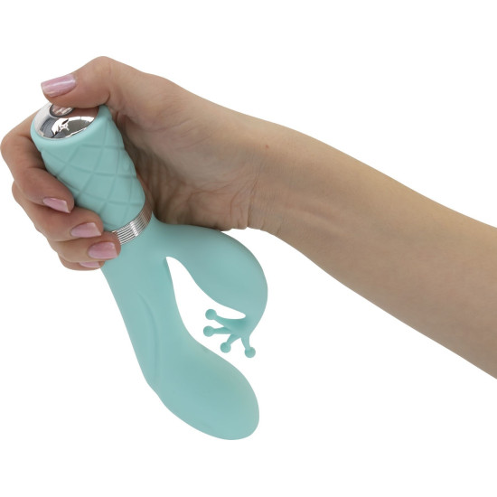 Вибратор-кролик бирюзового цвета с кристаллом Сваровски Pillow Talk Kinky Teal