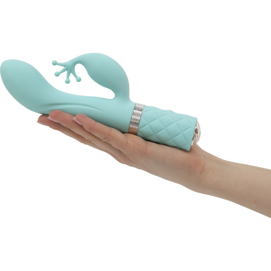 Вибратор-кролик бирюзового цвета с кристаллом Сваровски Pillow Talk Kinky Teal