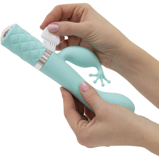 Вибратор-кролик бирюзового цвета с кристаллом Сваровски Pillow Talk Kinky Teal