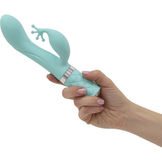 Вибратор-кролик бирюзового цвета с кристаллом Сваровски Pillow Talk Kinky Teal