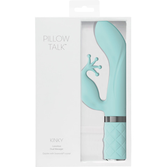 Вибратор-кролик бирюзового цвета с кристаллом Сваровски Pillow Talk Kinky Teal