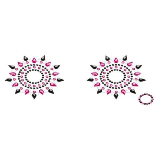 Пэстис из кристаллов (украшение на грудь), черно-розовые Petits Joujoux Gloria Set of 2 Black/Pink