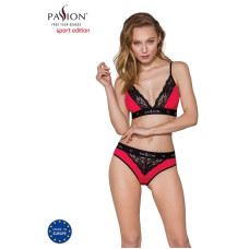 Трусики з широкою гумкою і мереживом, червоно-чорні Passion PS001 Panties Red/Black, S
