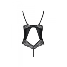 Боді з еко-шкіри та мережива, чорне Passion Loona Body, L/XL