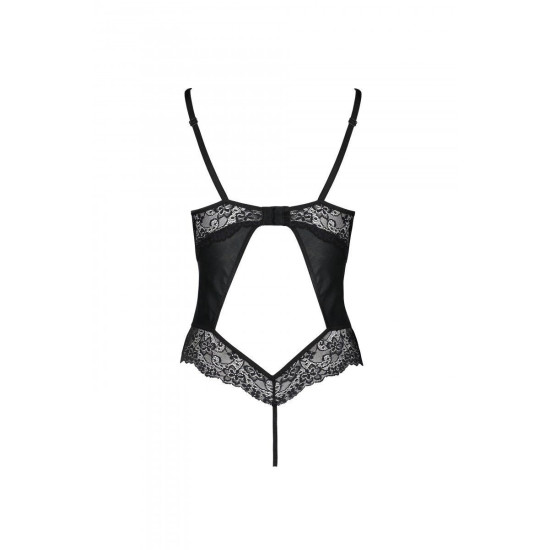 Боді з еко-шкіри та мережива, чорне Passion Loona Body, L/XL