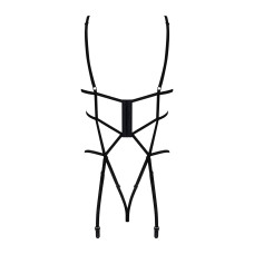Боді зі стреп з відкритим доступом до промежини, чорне Obsessive Badossa Crotchless Teddy Black, L/XL