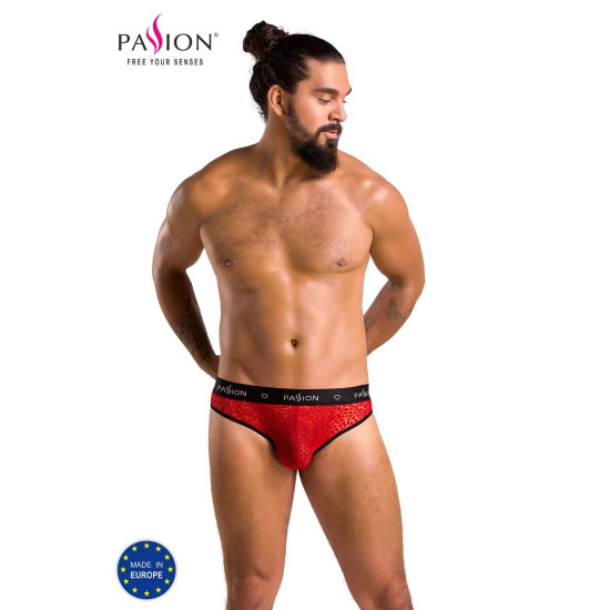 Мужские полупрозрачные трусы под леопард, красные Passion 031 Slip Mike Red, XXL/XXXL