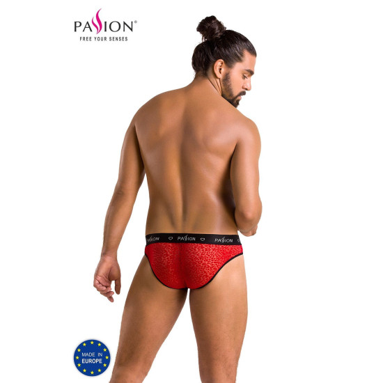 Мужские полупрозрачные трусы под леопард, красные Passion 031 Slip Mike Red, XXL/XXXL