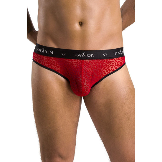 Мужские полупрозрачные трусы под леопард, красные Passion 031 Slip Mike Red, XXL/XXXL