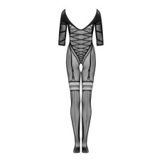 Сетчатый бодистокинг с открытым доступом и имитацией подвязок, черный Obsessive Bodystocking G329 Black, XL/XXL