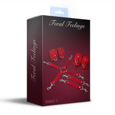БДСМ набір (наручники, поножі, хрестовина), червоний Feral Feelings BDSM Kit 3 Red