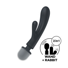 Вибратор-кролик с вибромассажером и тремя моторами, серый Satisfyer Triple Lover Grey