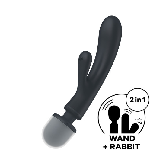 Вибратор-кролик с вибромассажером и тремя моторами, серый Satisfyer Triple Lover Grey