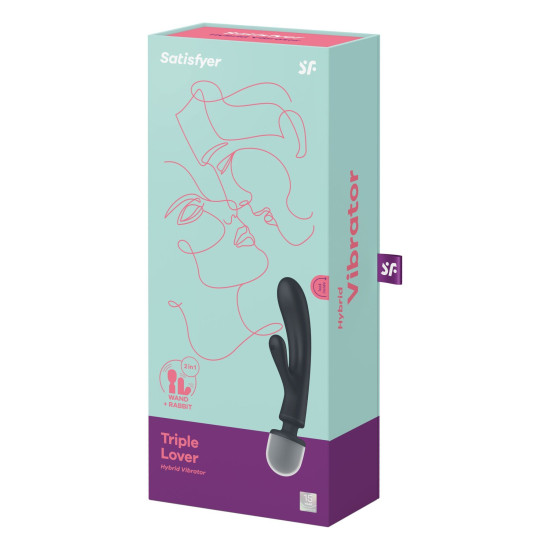 Вибратор-кролик с вибромассажером и тремя моторами, серый Satisfyer Triple Lover Grey