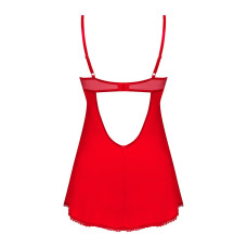 Пеньюар (сорочка и стринги), красный Obsessive Ingridia Chemise & Thong Red, XS/S