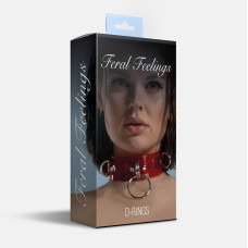 Ошейник для фиксации, красный прозрачный Feral Feelings D-Rings Red Transparent